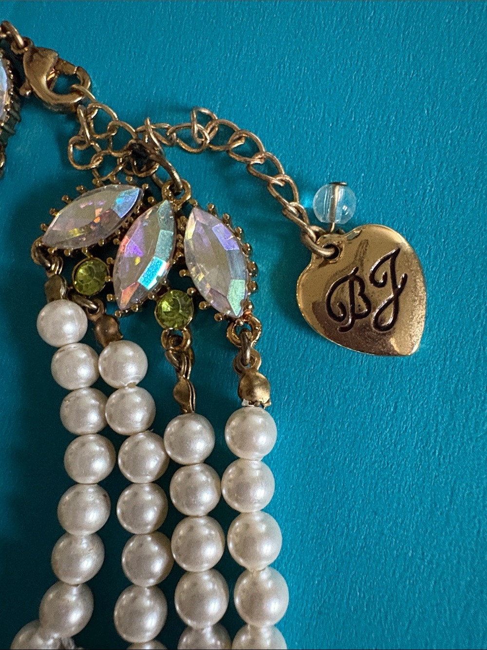 Betsey Johnson Vintage -Inspired Pearl Statement Necklace with Floral Accents - Picture 3 of 4
